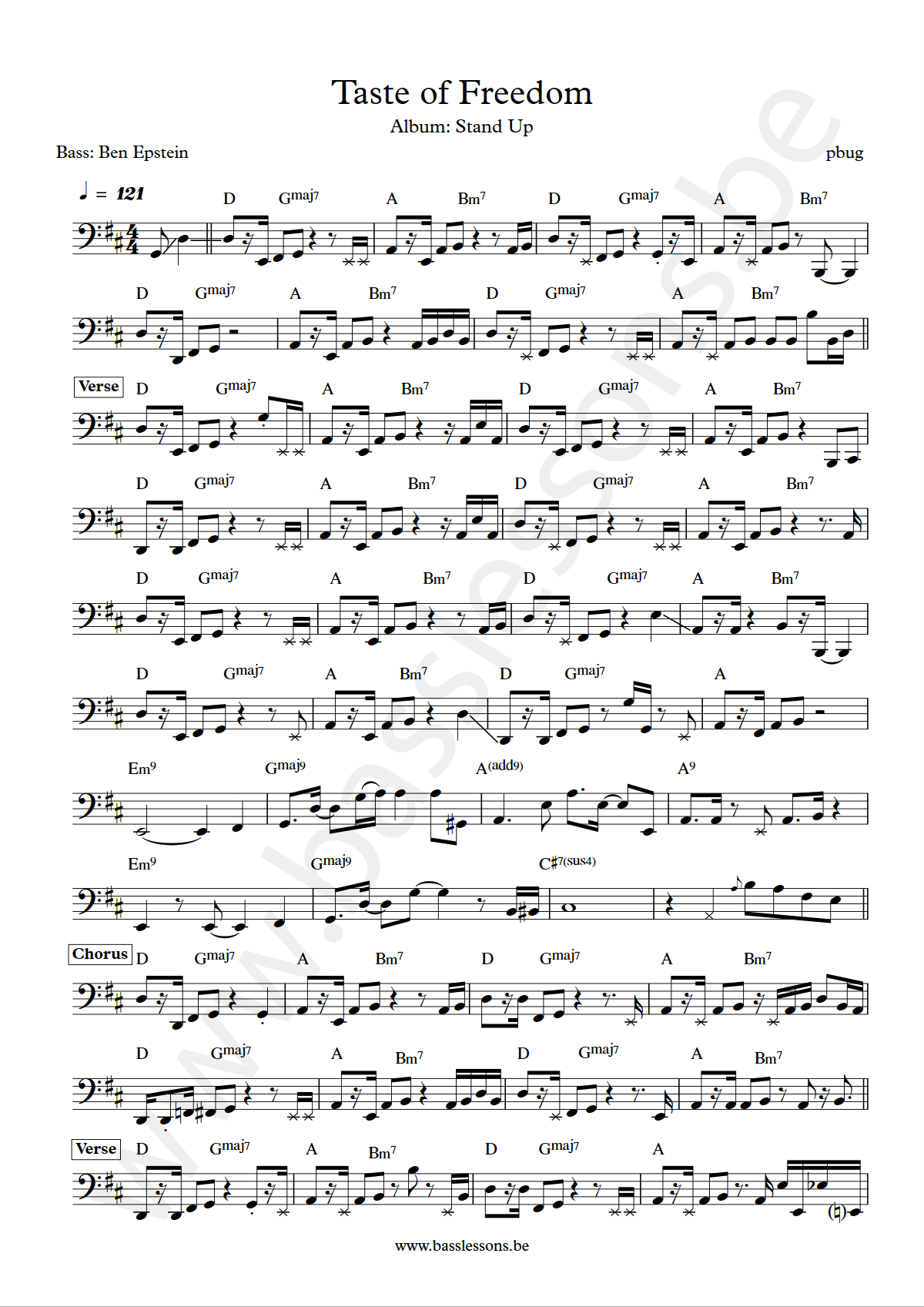 PBUG Taste of freedom Ben Epstein bass transcription