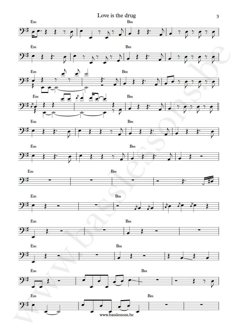 Grace Jones Love is the drug Robbie Shakespeare bass transcription part 3