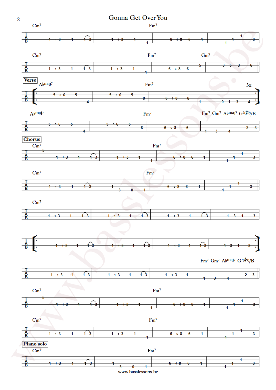 France Joli Gonna Get Over You Arnold Wilson bass tab part 