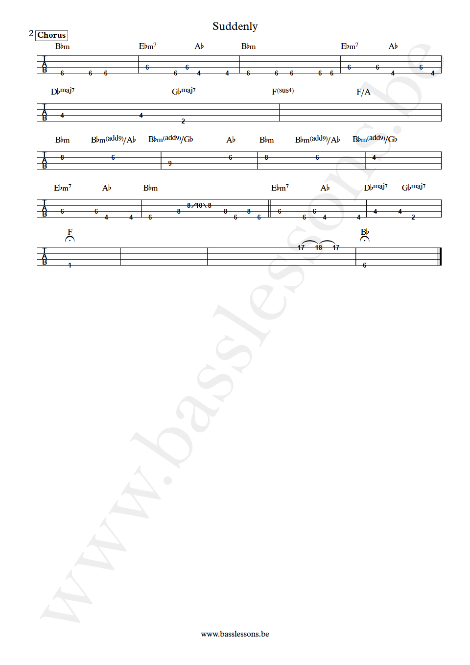 Billy Ocean Suddenly Timmy Allen bass tab part 2