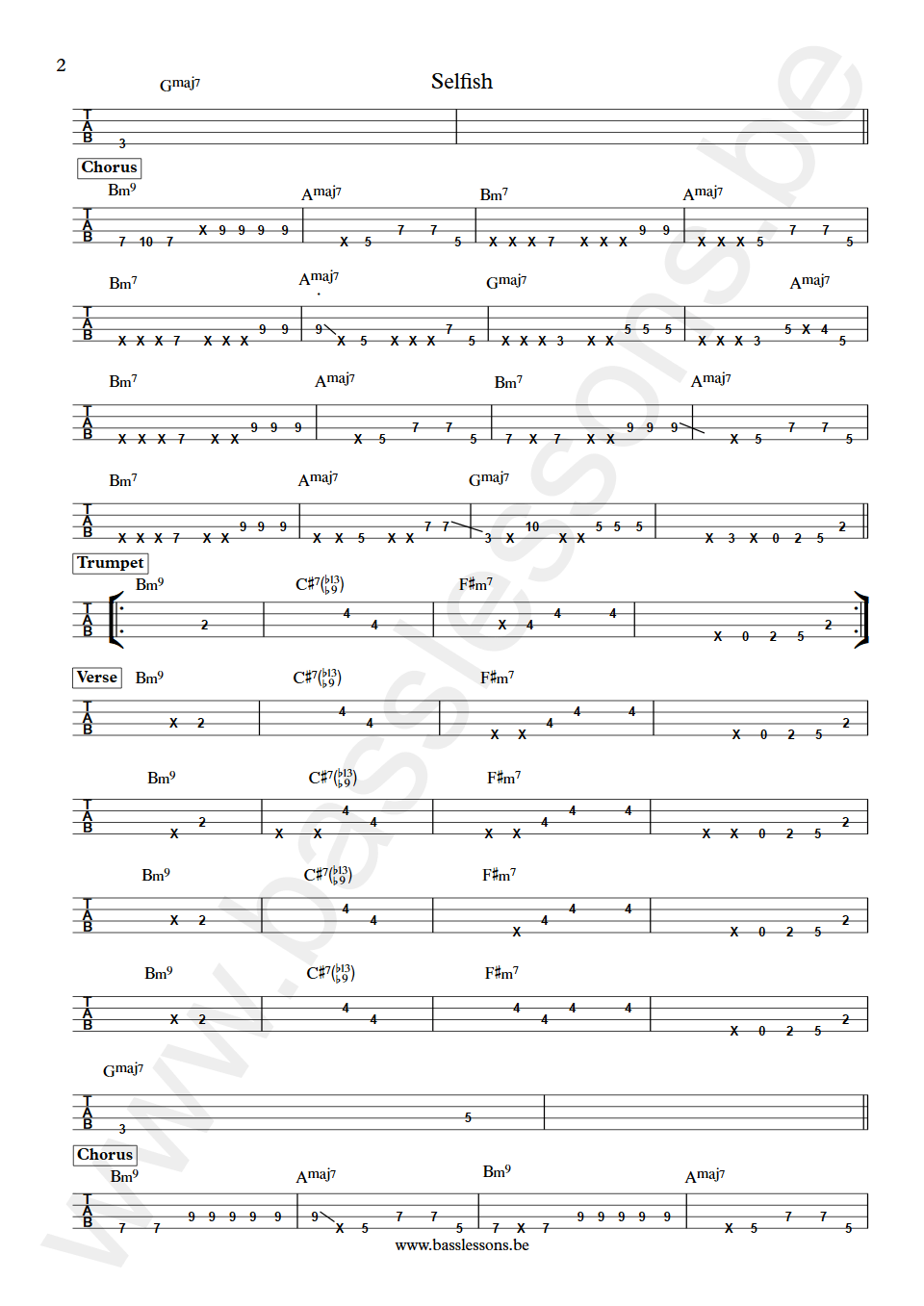 Jordan Rakei Selfish Ed Walker bass tab part 2