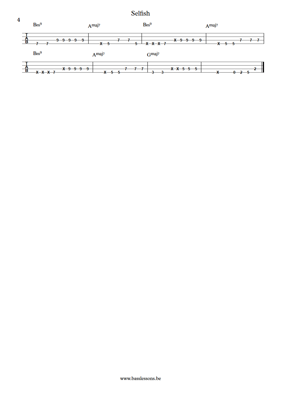 Jordan Rakei Selfish Ed Walker bass tab part 4
