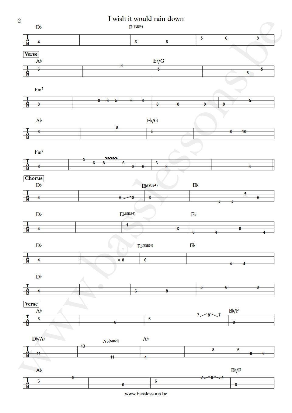 Phil Collins I Wish It Would Rain Down Pino Palladino bass tab part 2