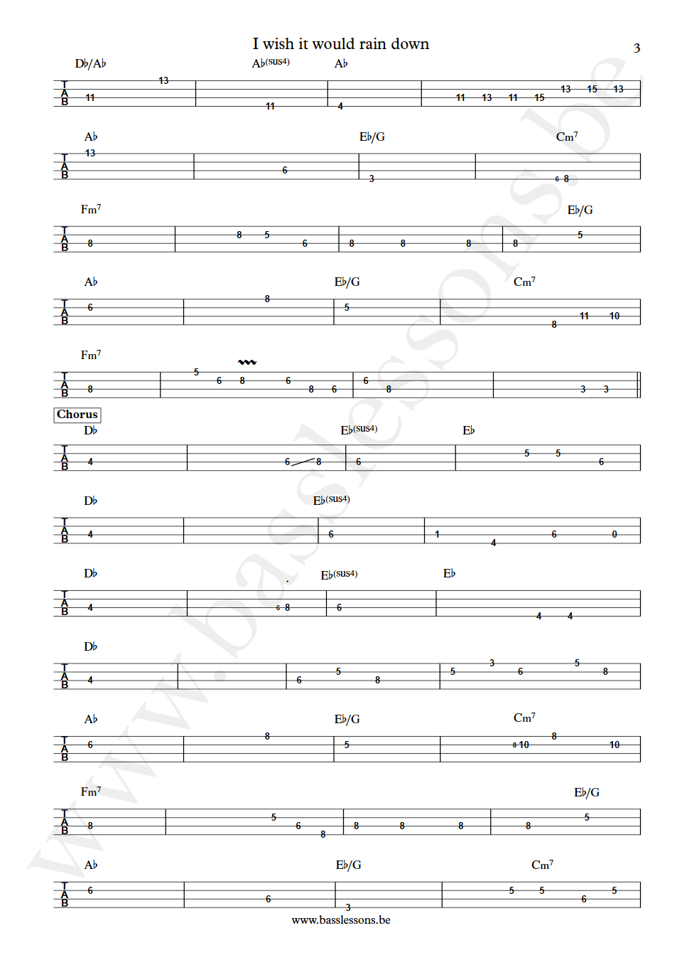 Phil Collins I Wish It Would Rain Down Pino Palladino bass tab part 3