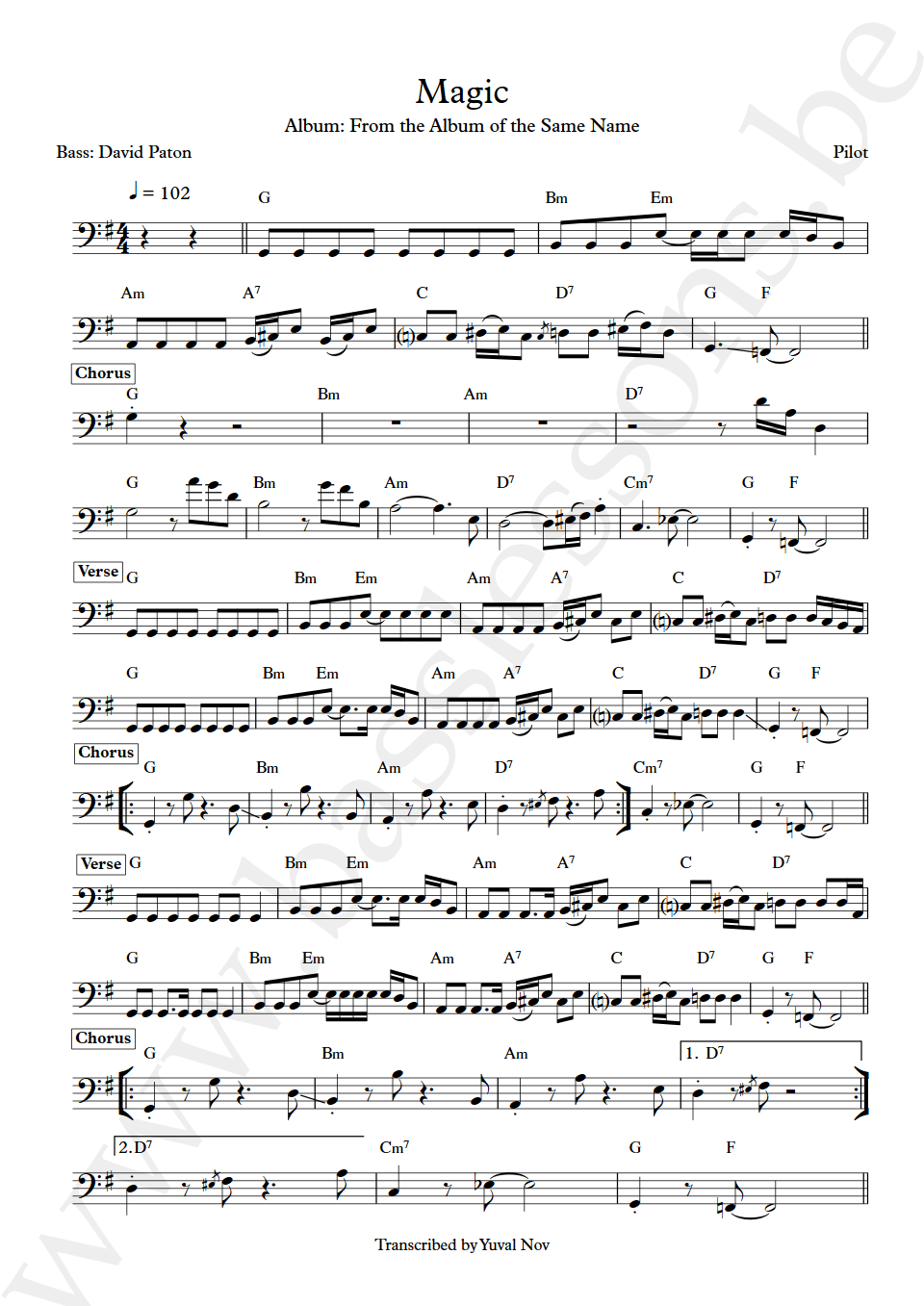 Pilot Magic David Paton bass transcription