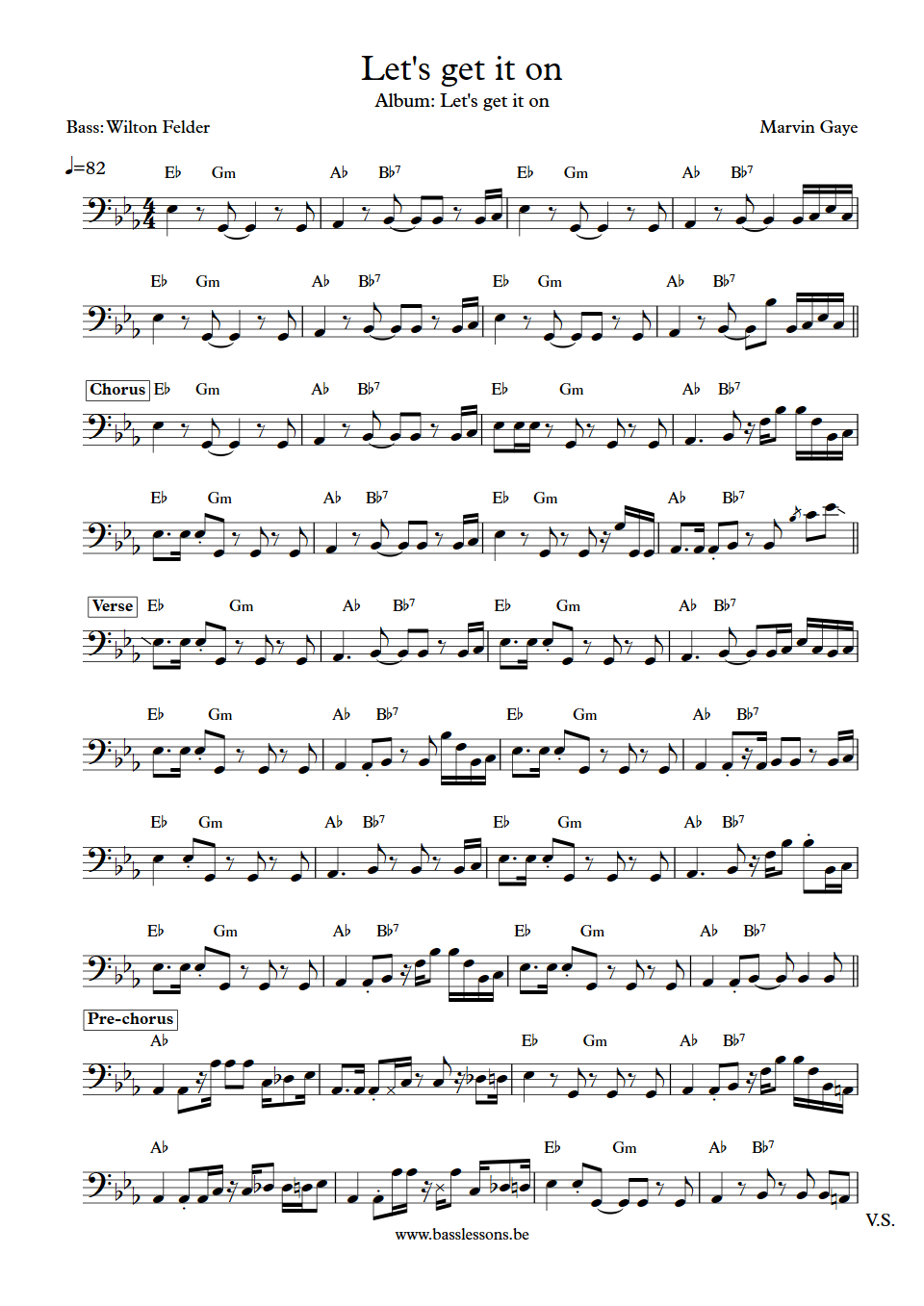 Marvin Gaye Lets get it on Wilton felder bass transcription