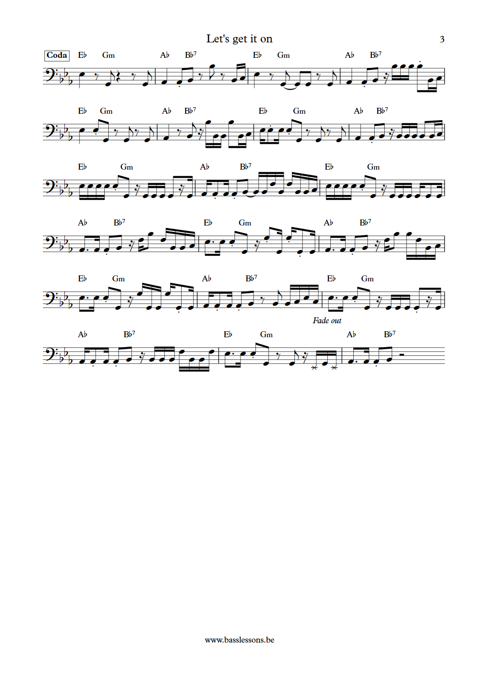 Marvin Gaye Lets get it on Wilton felder bass transcription part 3