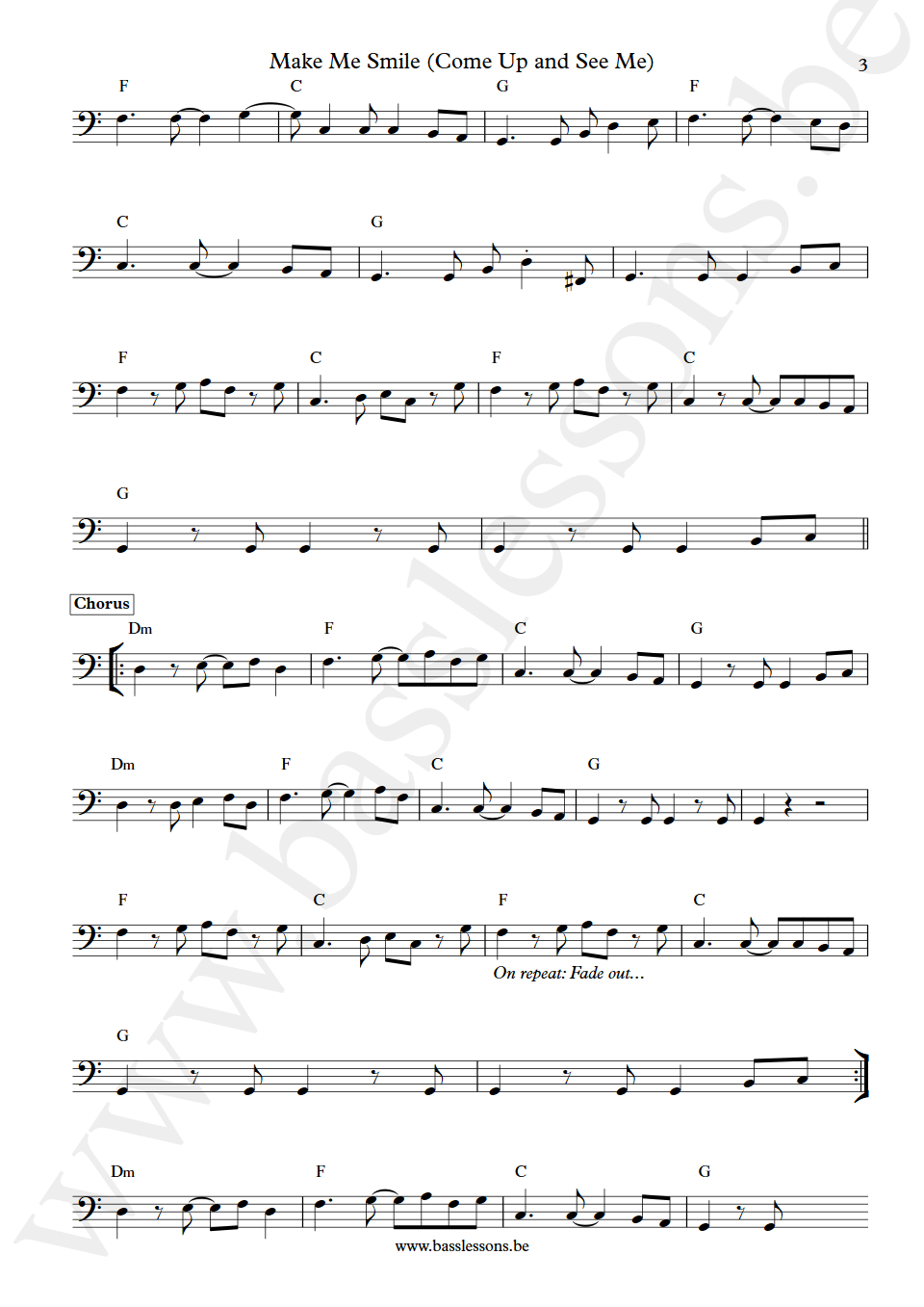 Cockney Rebel Make Me Smile George Ford bass transcription part 3