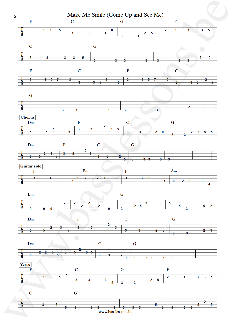 Cockney Rebel Make Me Smile George Ford bass tab part 2