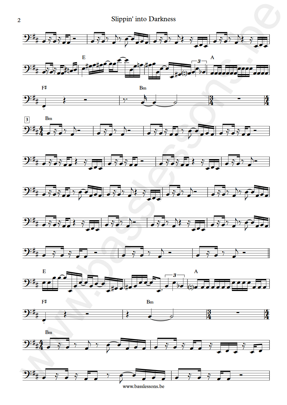 War Slipping into Darkness B.B. Dickerson bass transcription part 2