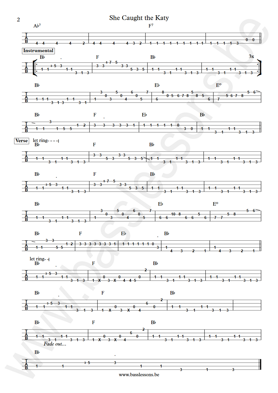 The Blues Brothers She Caught the Katy Donald Duck Dunn bass tab part 2