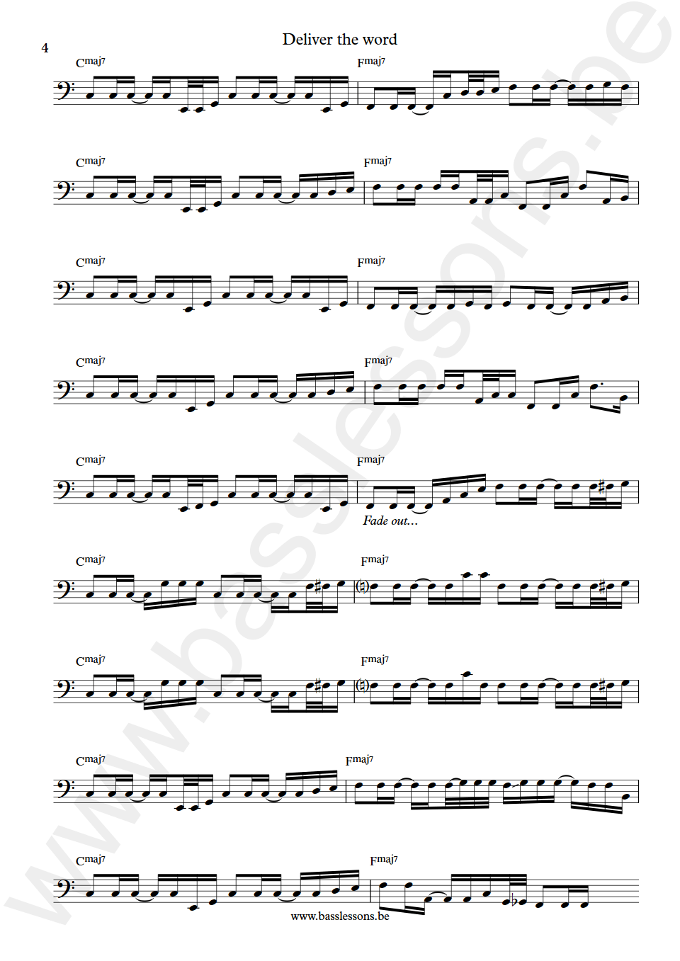 WAR Deliver the word B.B. Dickerson bass transcription part 4