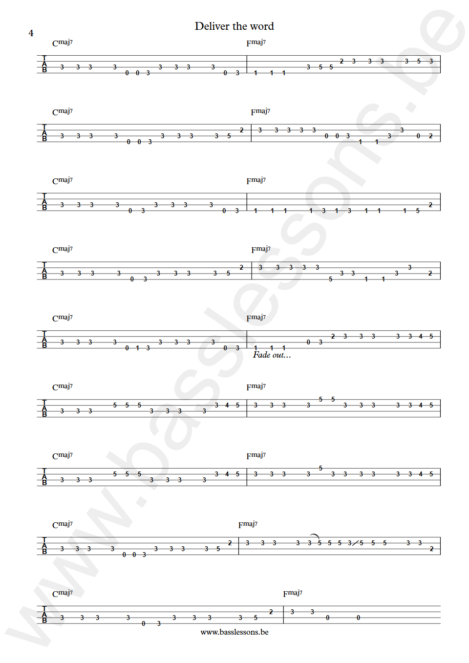 WAR Deliver the word B.B. Dickerson bass tab part 4