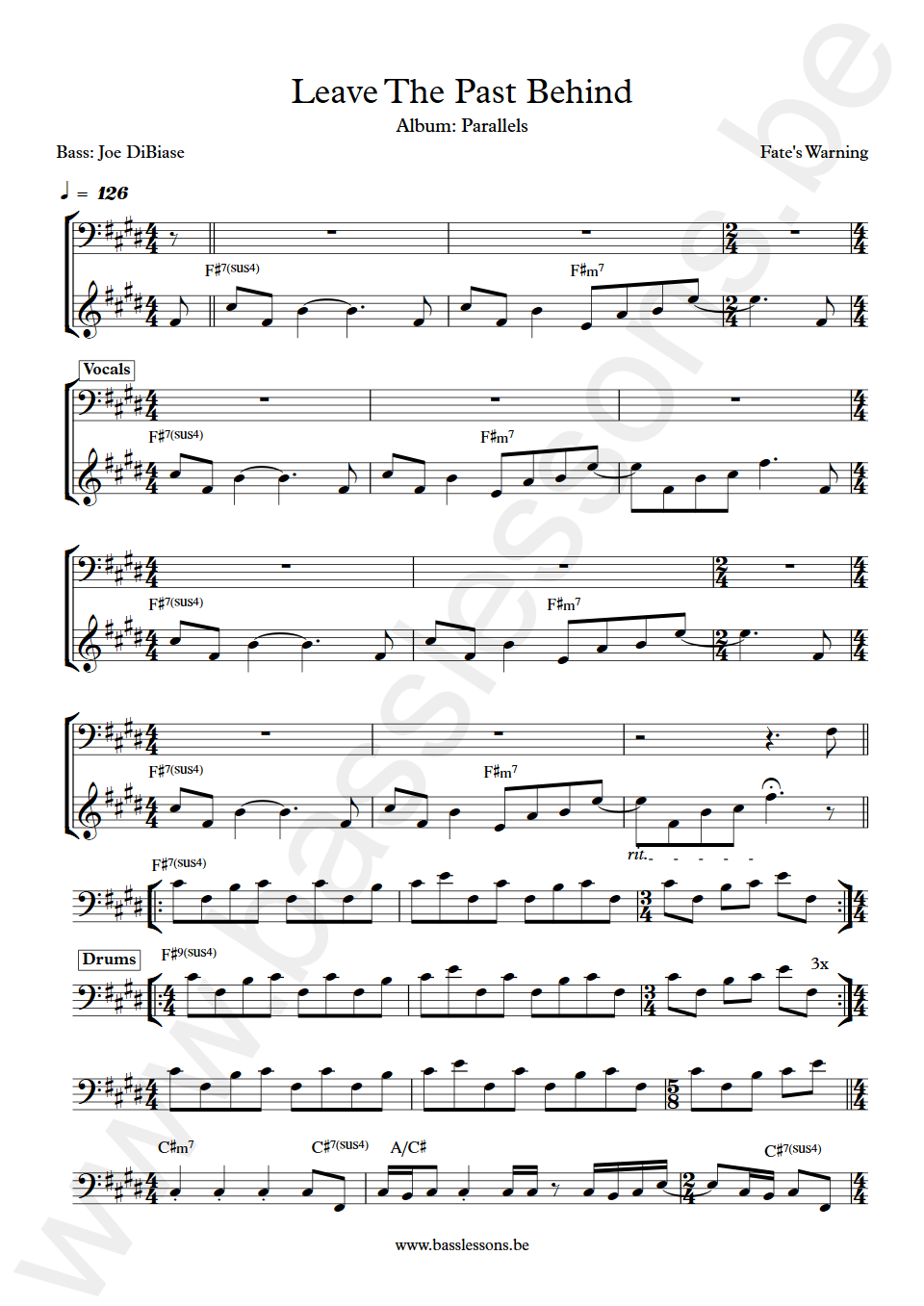 Fates Warning Leave The Past Behind  Joe DiBiase bass transcription