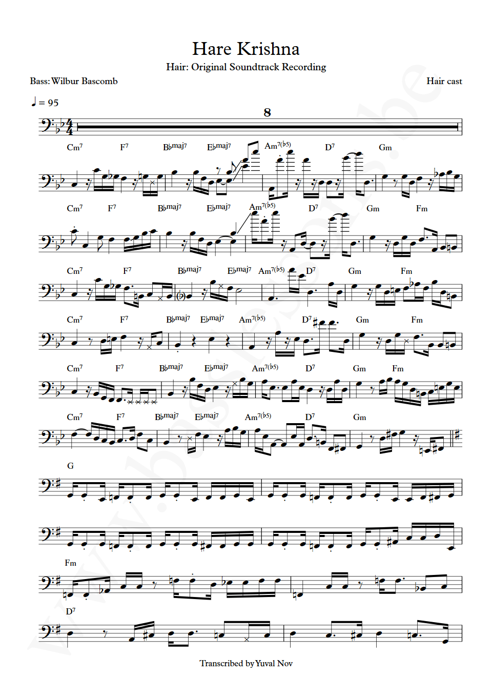 Hair Hare Krishna Wilbur Bascomb bass transcription