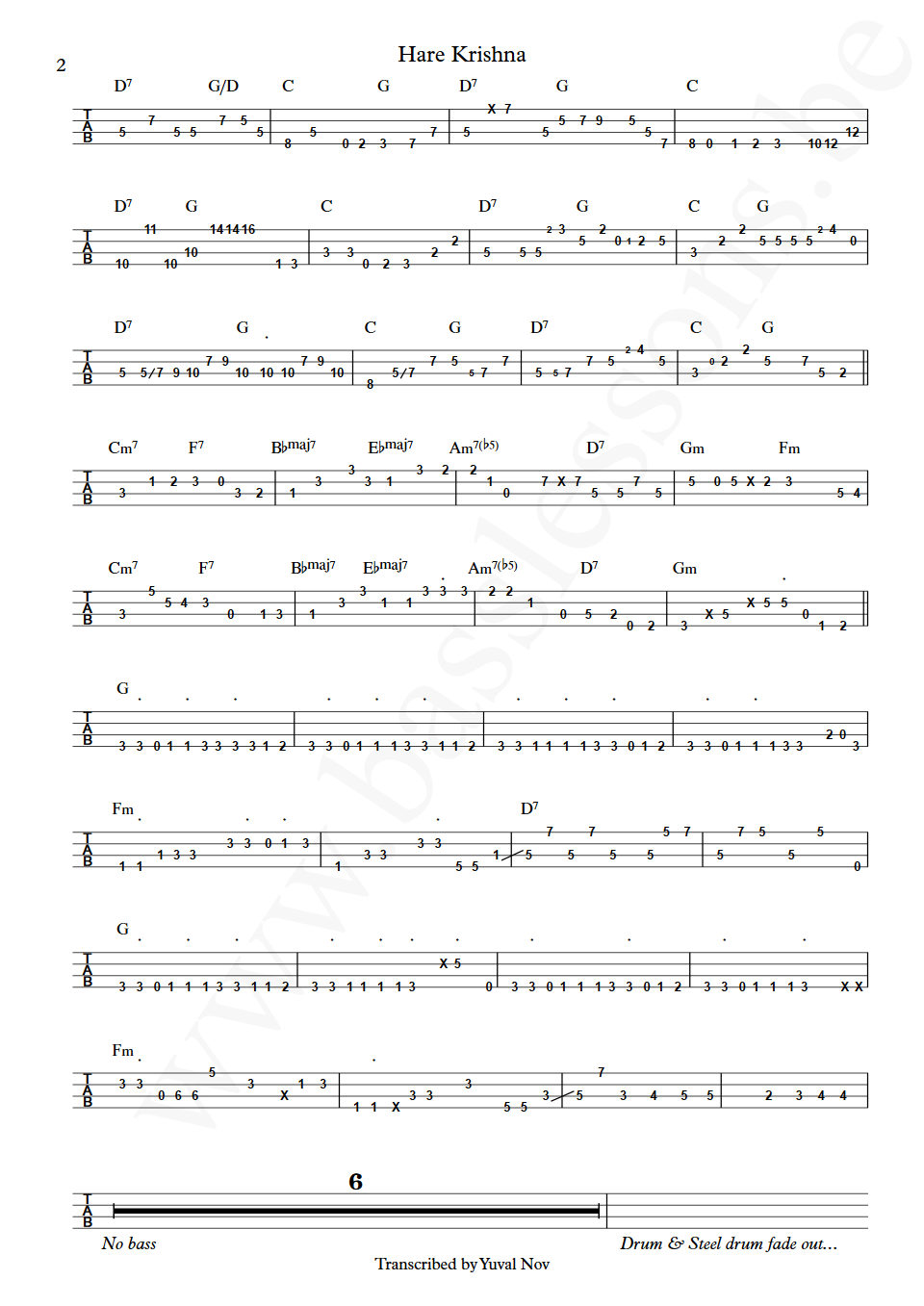 Hair Hare Krishna Wilbur Bascomb bass tab part 2