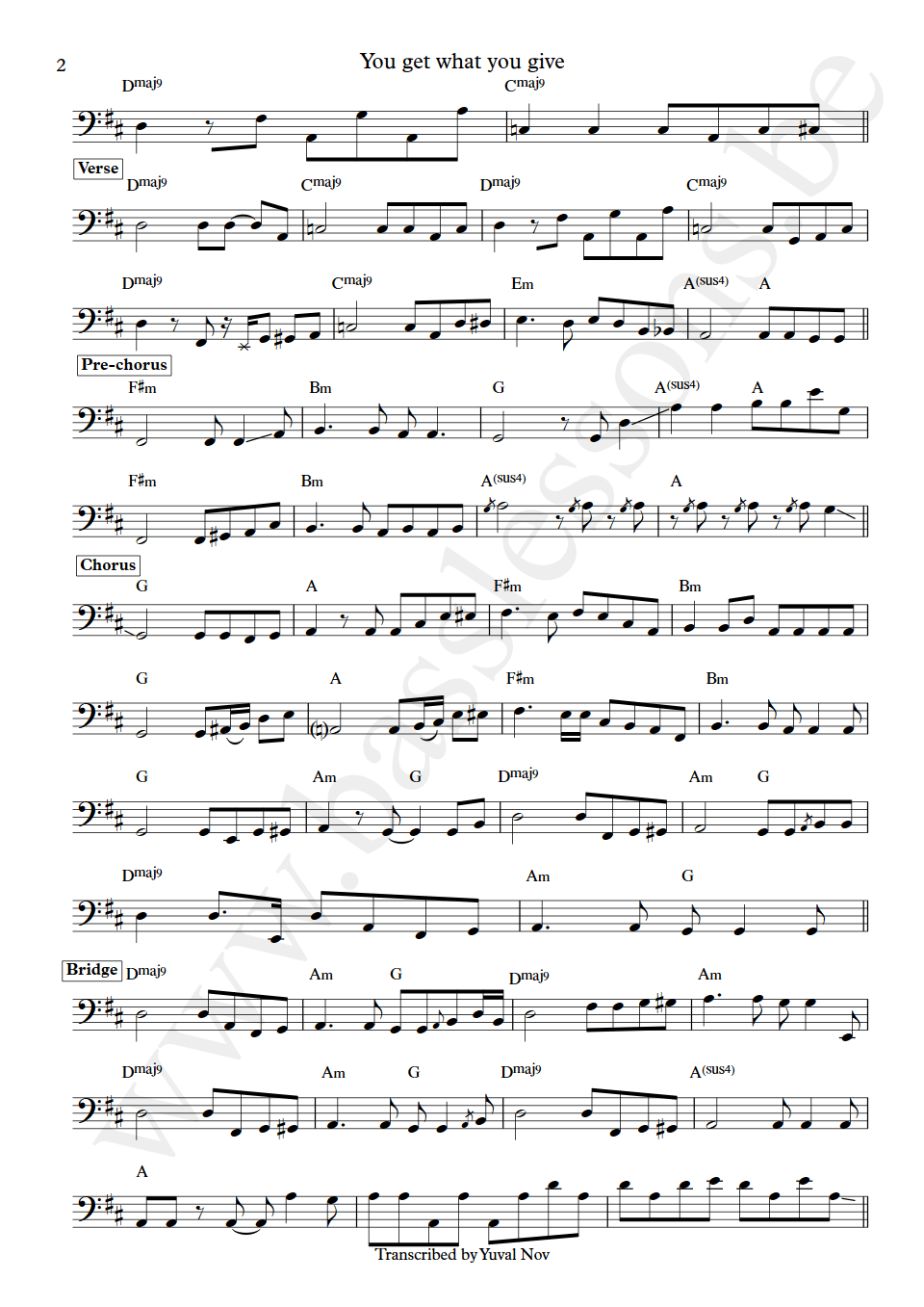 New Radicals You Get What You Give John Pierce bass transcription part 2