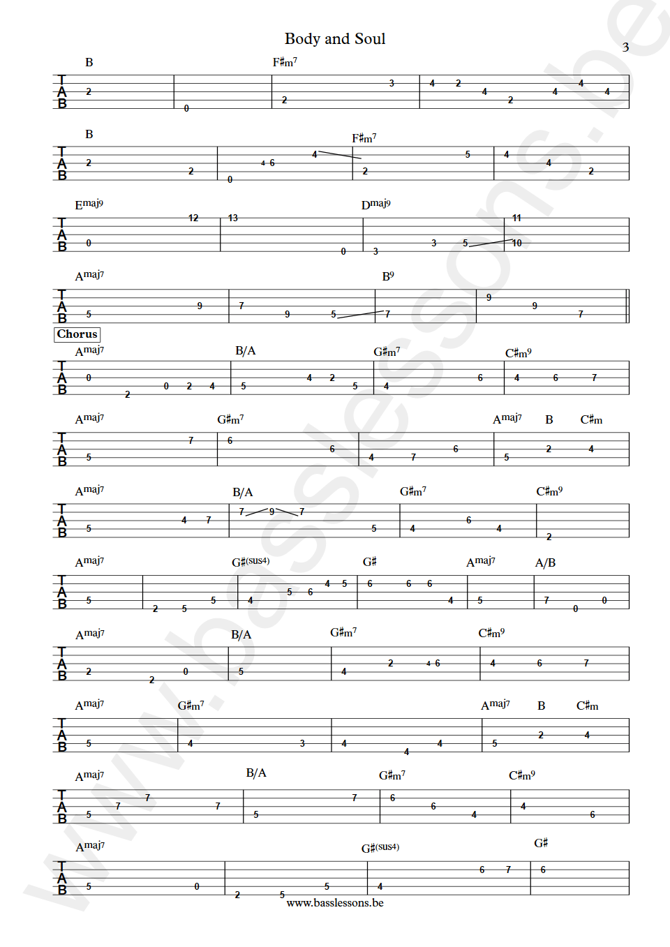 Anita Baker Body and Soul Nathan East  bass tab part 3