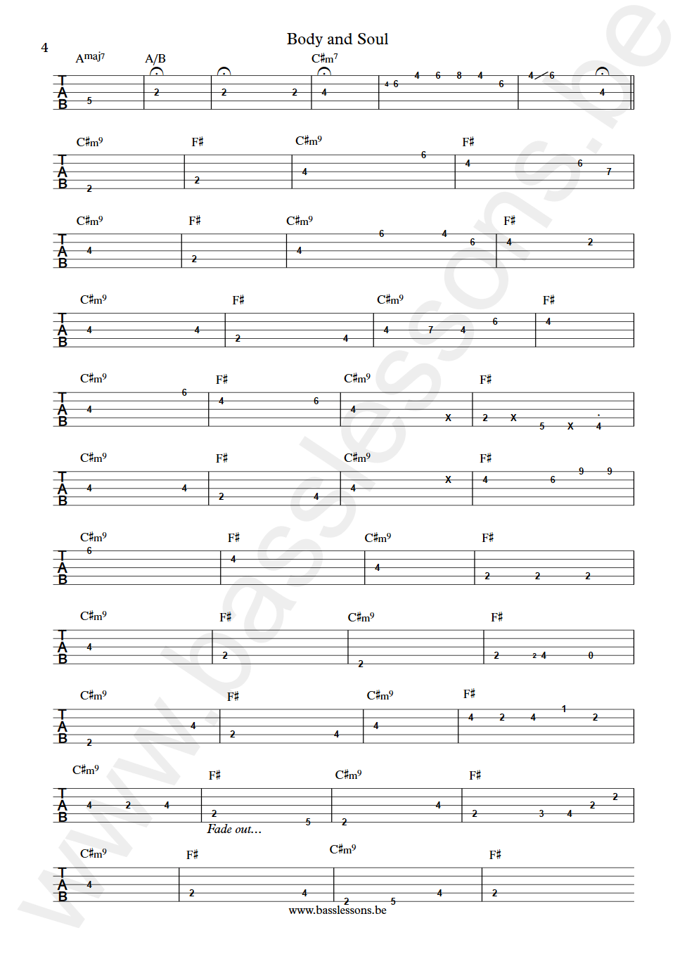 Anita Baker Body and Soul Nathan East  bass tab part 4