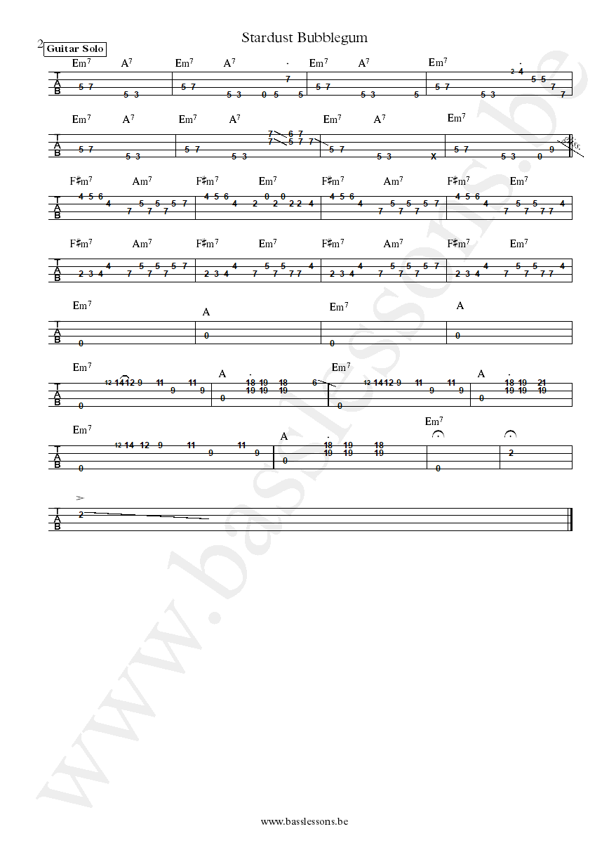 Mother Earth Stardust Bubblegum Neil Corcoran bass tab part 2