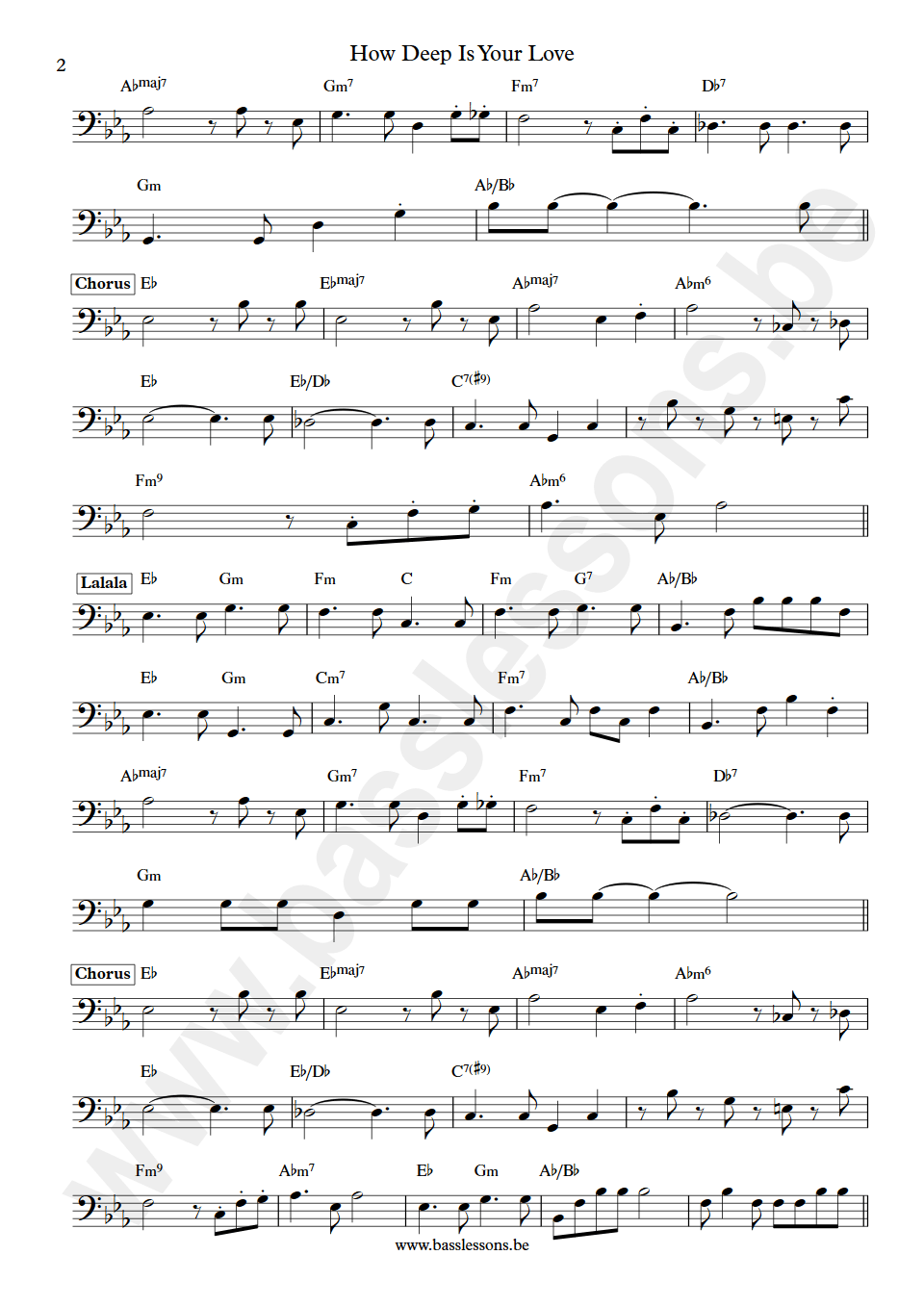 Bee Gees How Deep Is Your Love bass transcription part 2