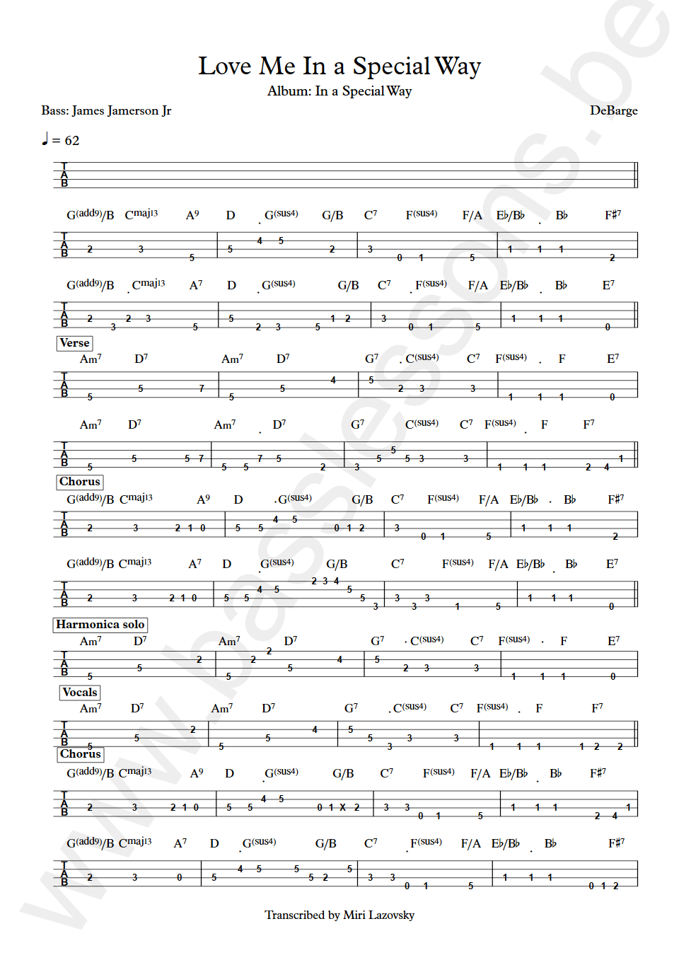 DeBarge Love Me In a Special Way James Jamerson Jr bass tab