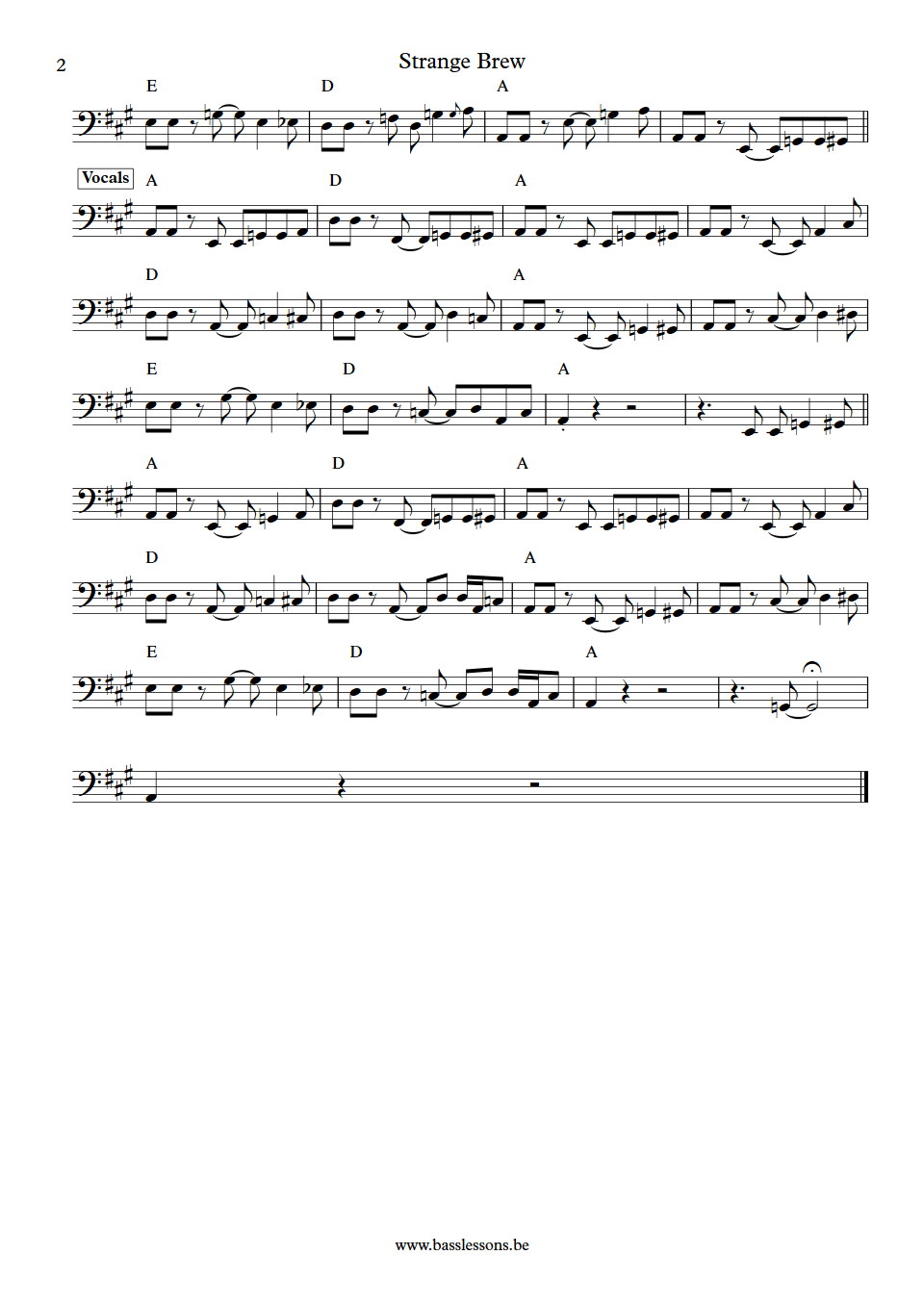 Cream Strange Brew Jack Bruce bass transcription part 2