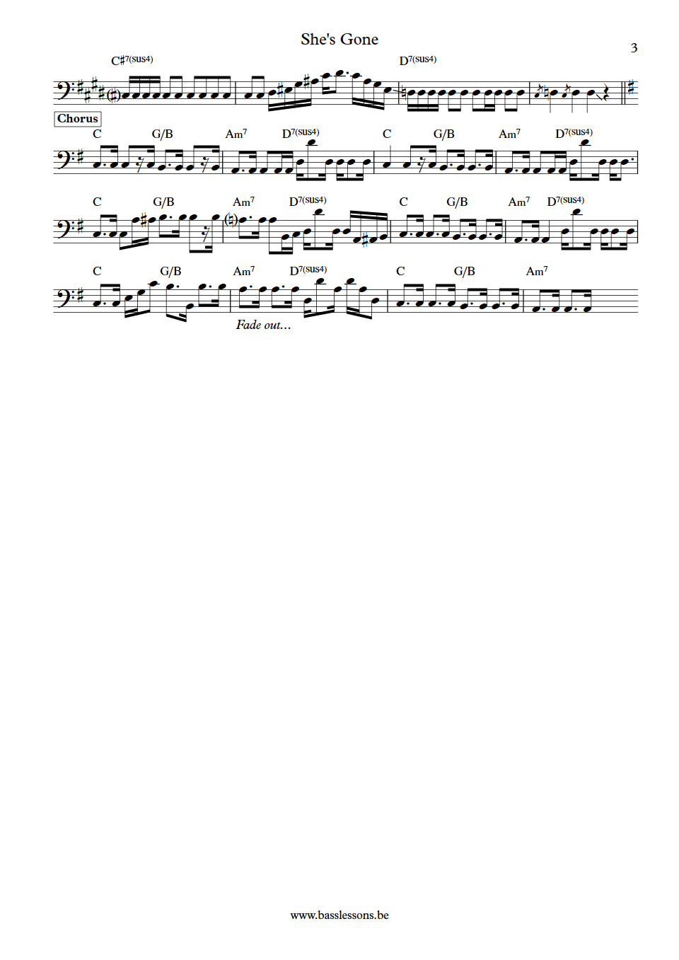 Hall & Oates Shes Gone Steve Gelfand bass transcription part 3