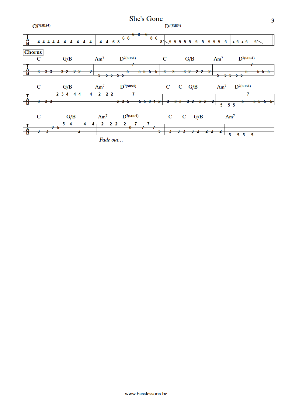 Hall & Oates Shes Gone Steve Gelfand bass tab part 3