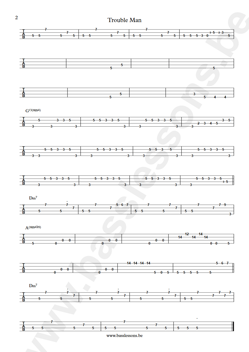 Marvin Gaye Trouble Man bass tab part 2