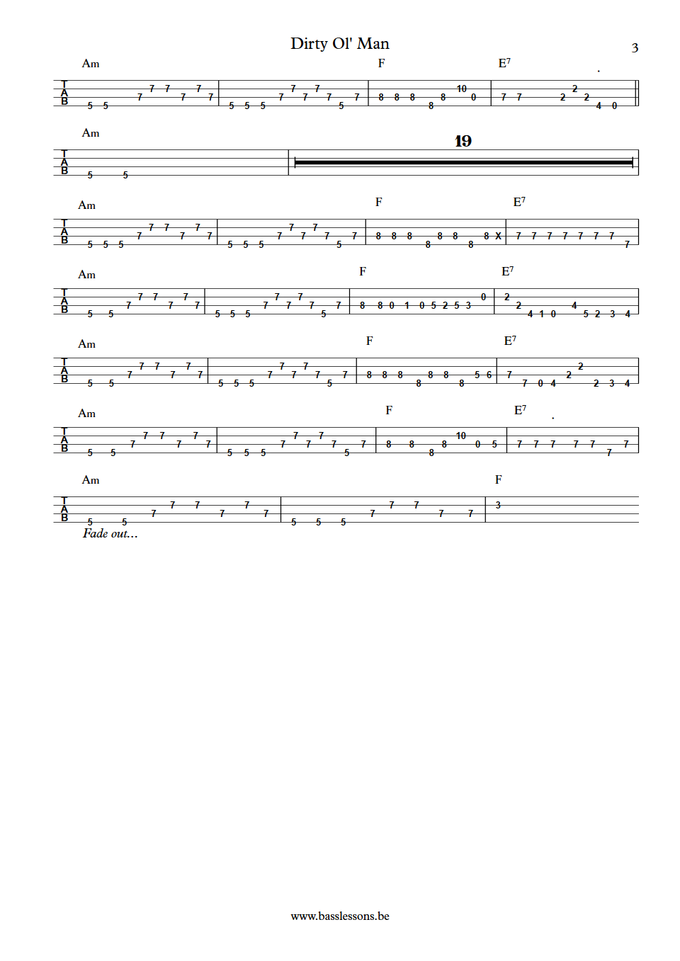 The Three Degrees Dirty Old Man Ronnie Baker bass tab part 3