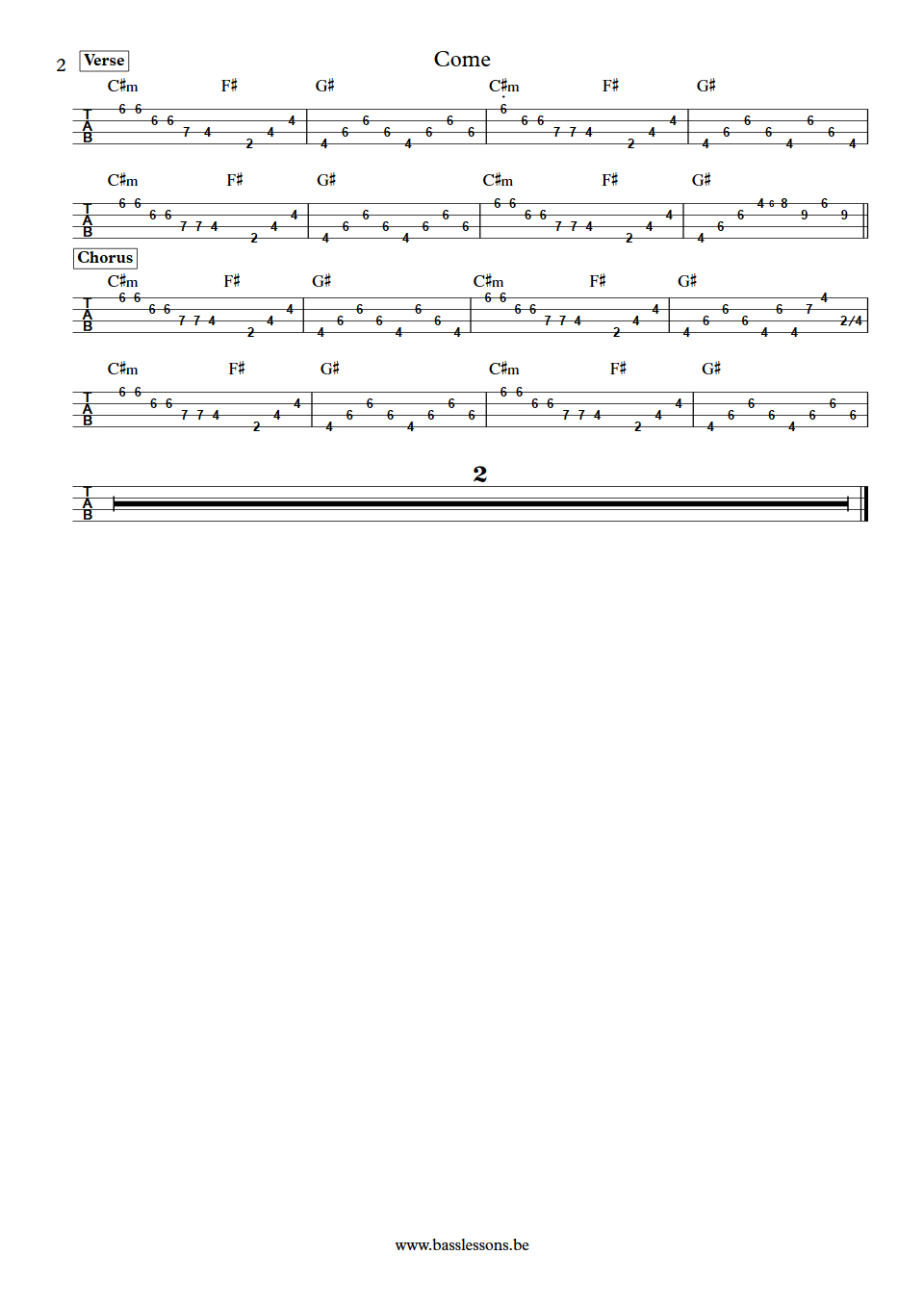 Jain come bass tab part 2