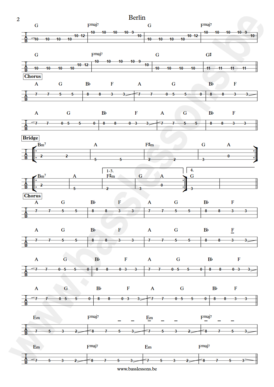 Fischer-Z Berlin David Graham bass tab part 2
