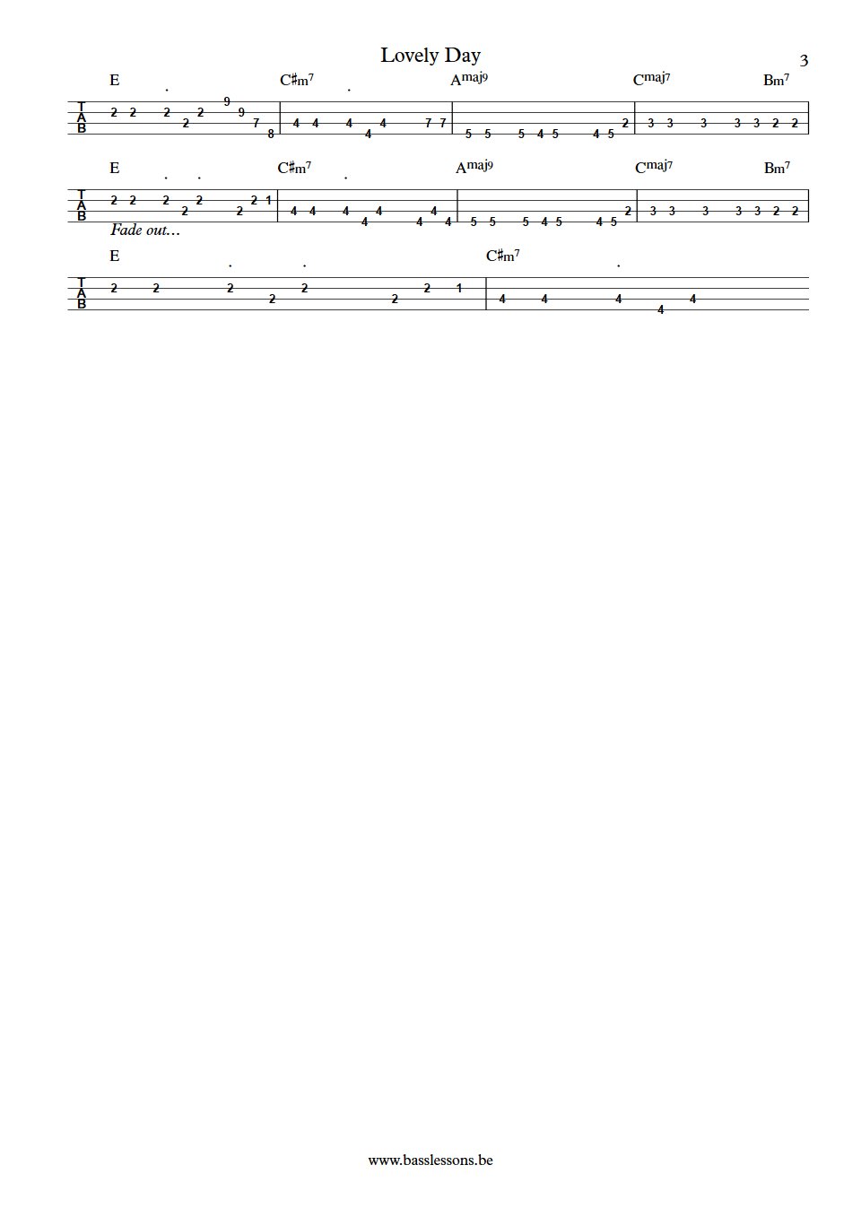 Bill Withers Lovely Day Jerry Knight bass tab part 3