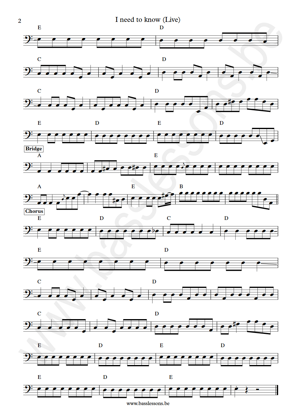 Tom Petty I need to know Howie Epstein bass transcription part 2