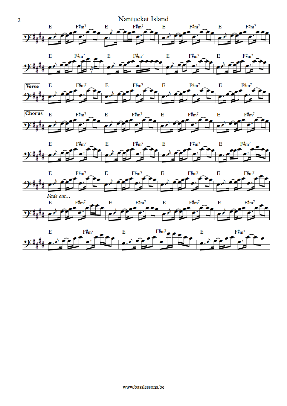 Willie Wright Nantucket Island bass transcription part 2