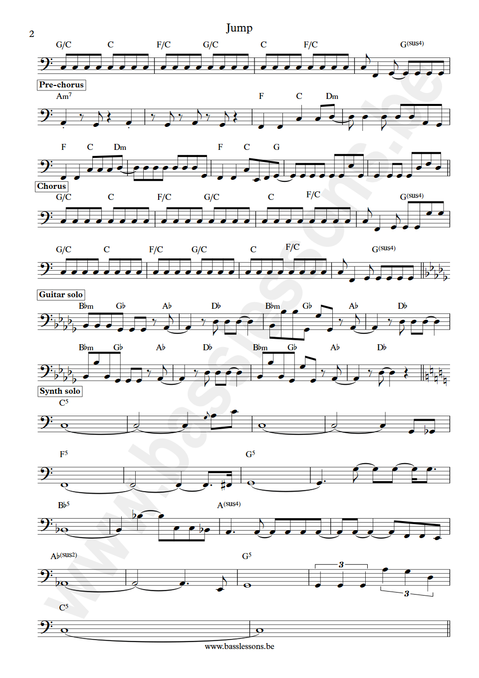 Van Halen Jump Michael Anthony bass transcription part 2