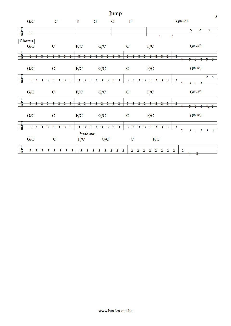 Van Halen Jump Michael Anthony bass tab part 3