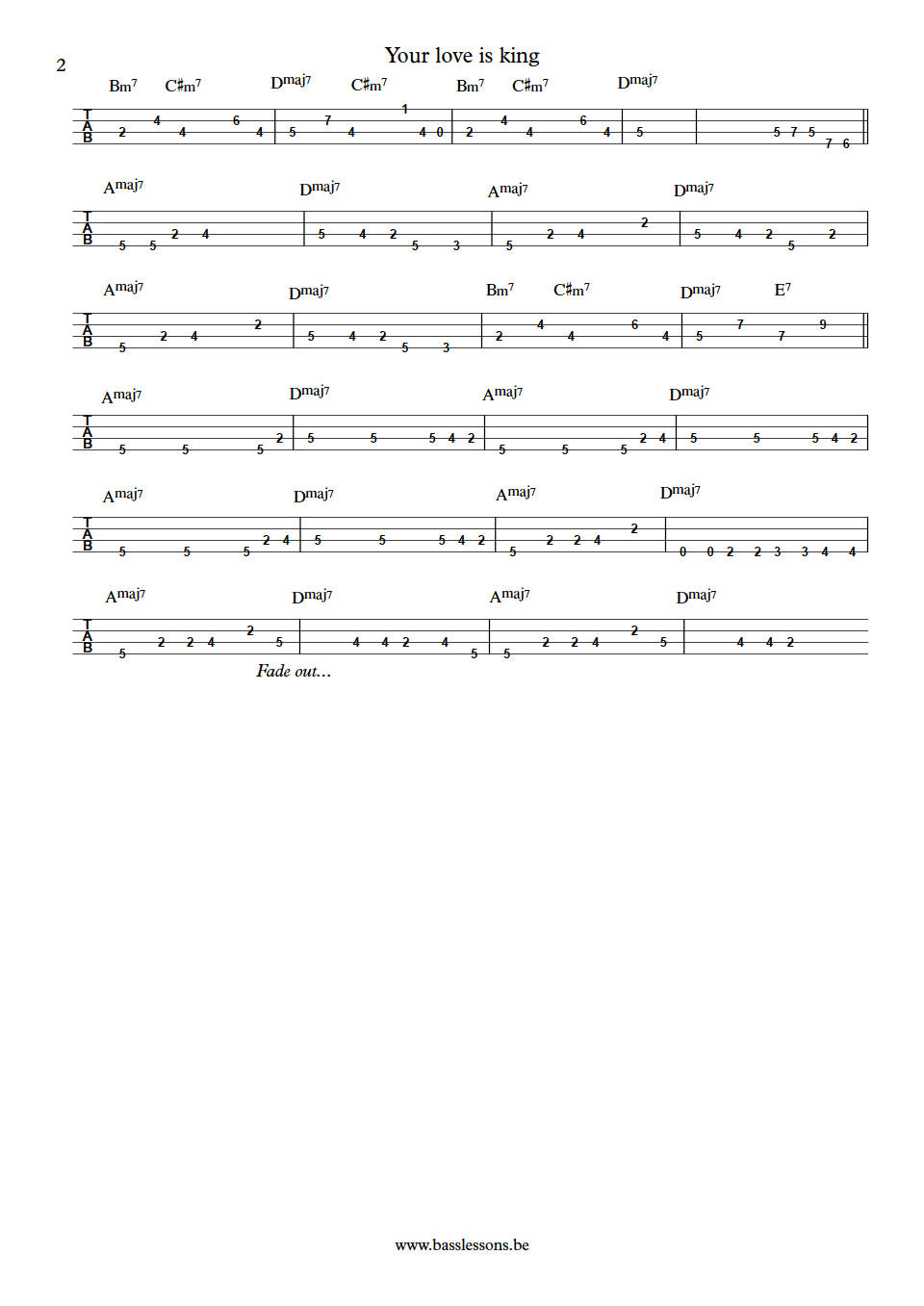 Sade Your love is king Paul S. Denman bass tab part 2