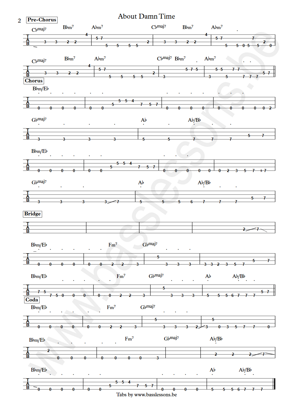 Lizzo About Damn Time Ricky Reed bass tab part 2