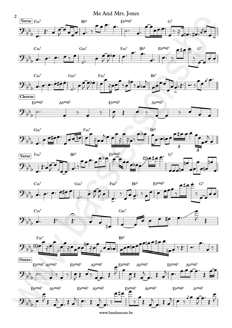 The Dramatics Me And Mrs. Jones Eddie Watkins bass transcription part 2