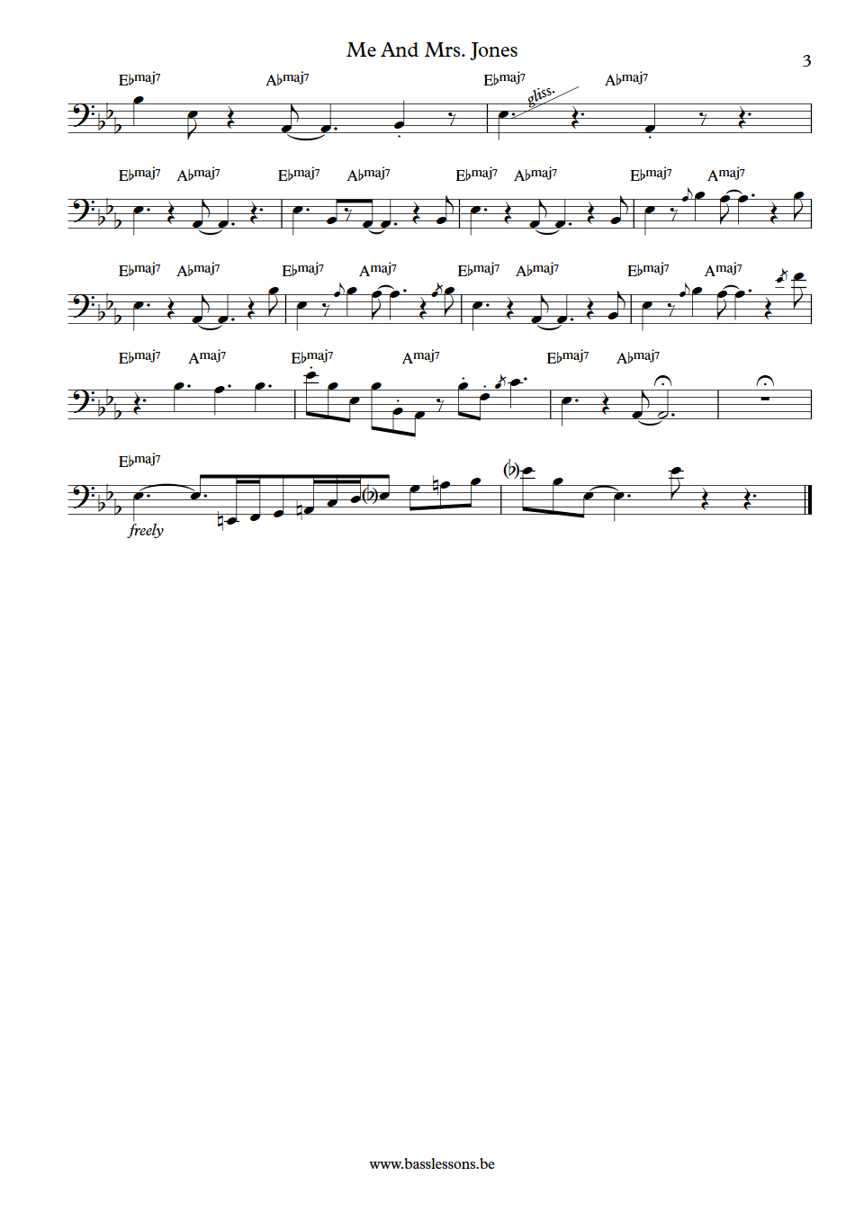 The Dramatics Me And Mrs. Jones Eddie Watkins bass transcription part 3