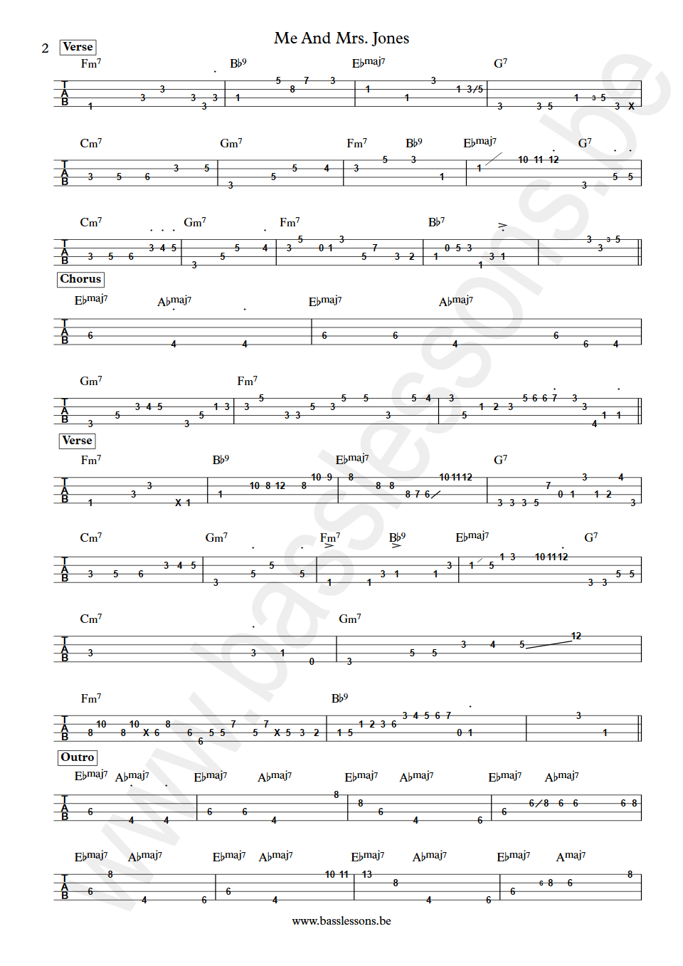 The Dramatics Me And Mrs. Jones Eddie Watkins bass tab part 2