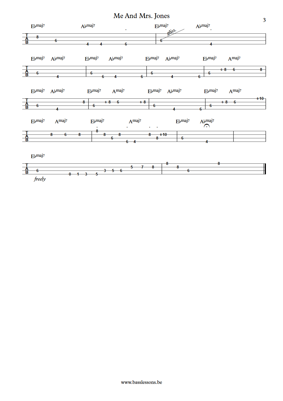 The Dramatics Me And Mrs. Jones Eddie Watkins bass tab part 3