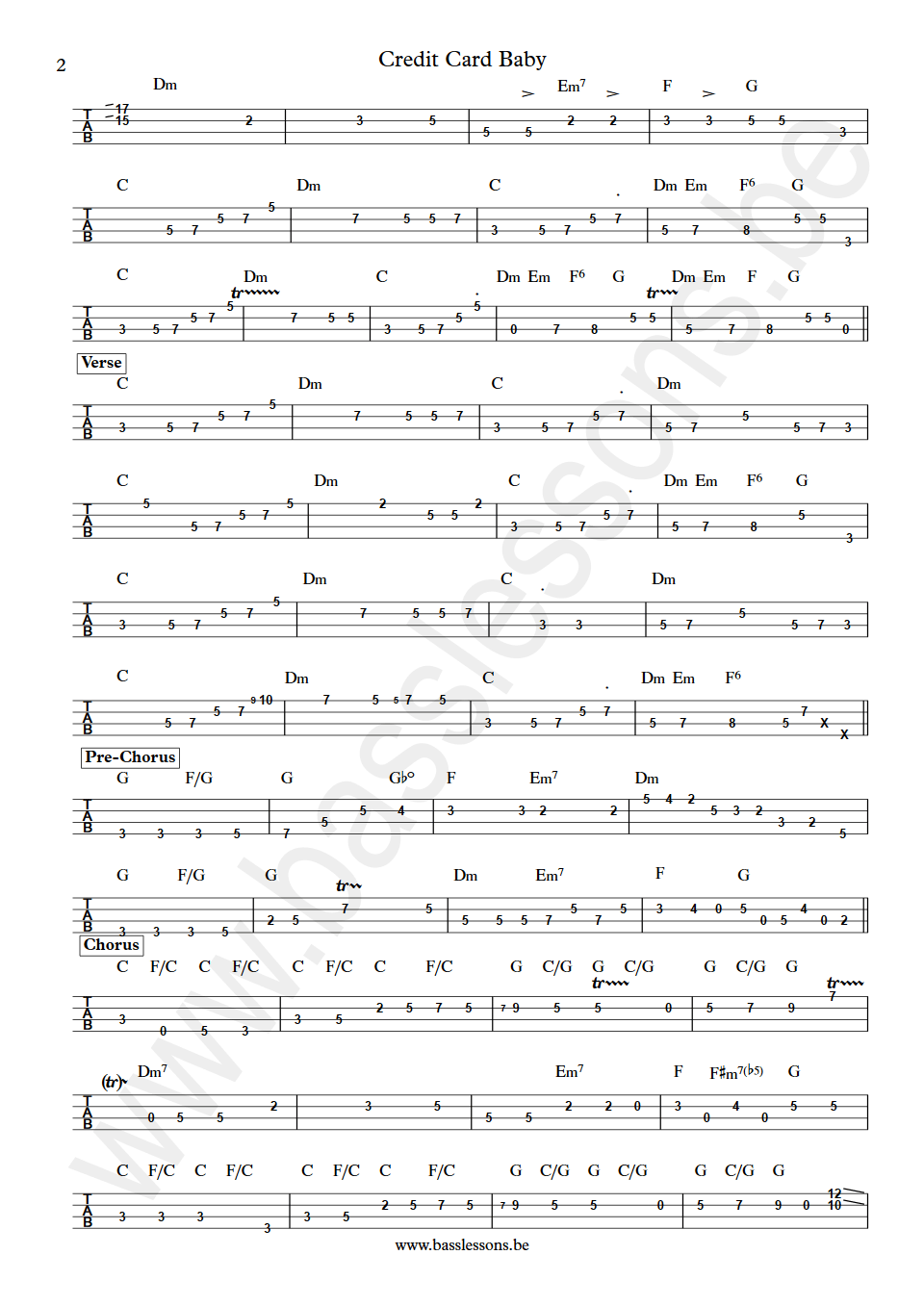 Wham Credit Card Baby Deon Estus bass tab part 2