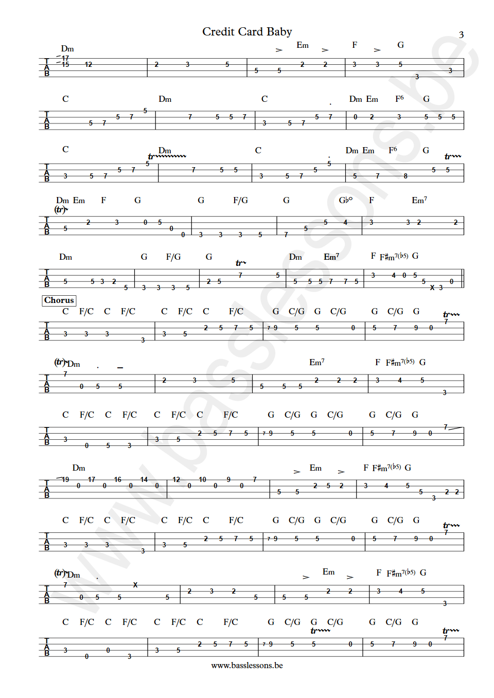 Wham Credit Card Baby Deon Estus bass tab part 3