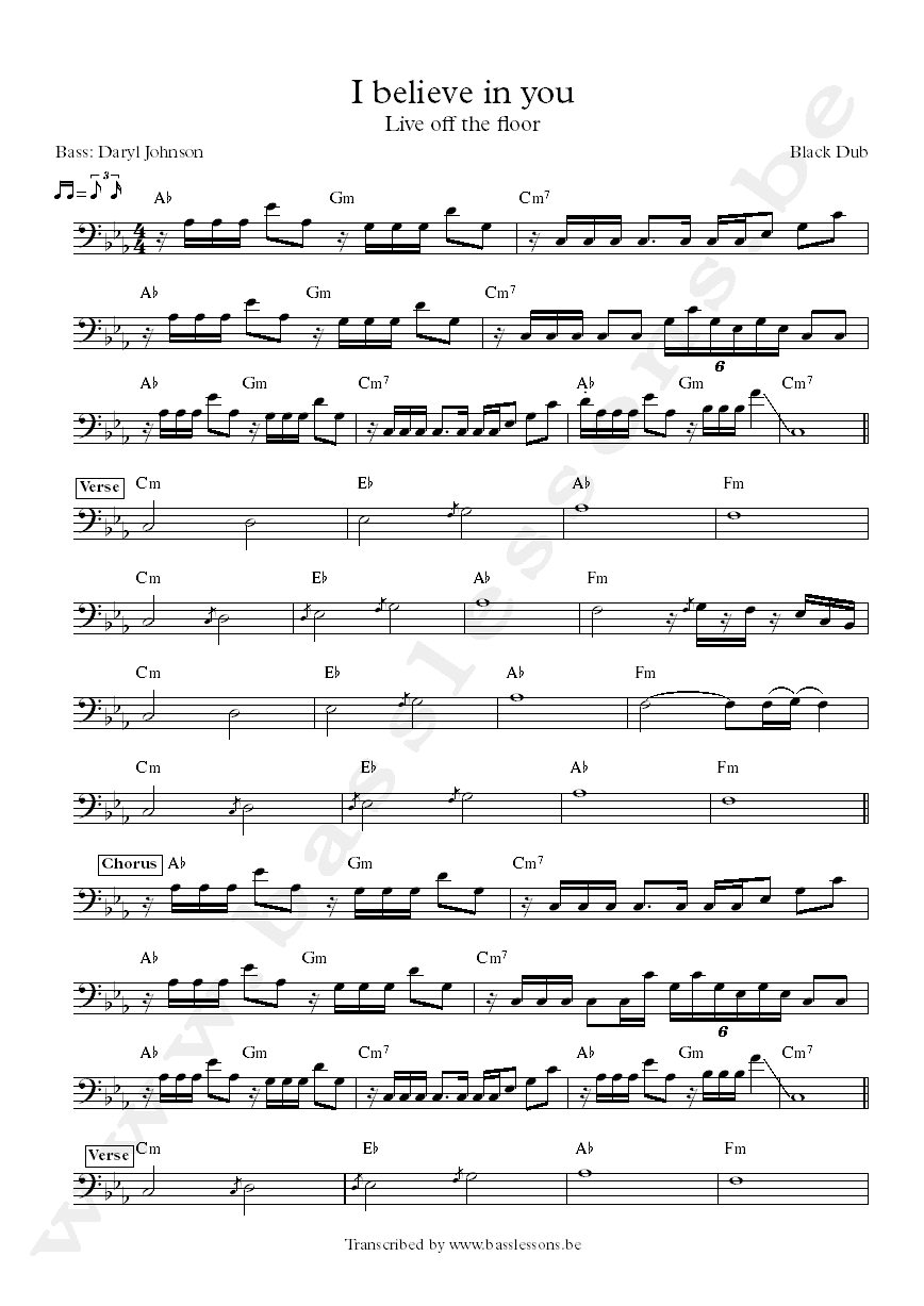 Black Dub I believe in you Daryl Johnson Bass transcription