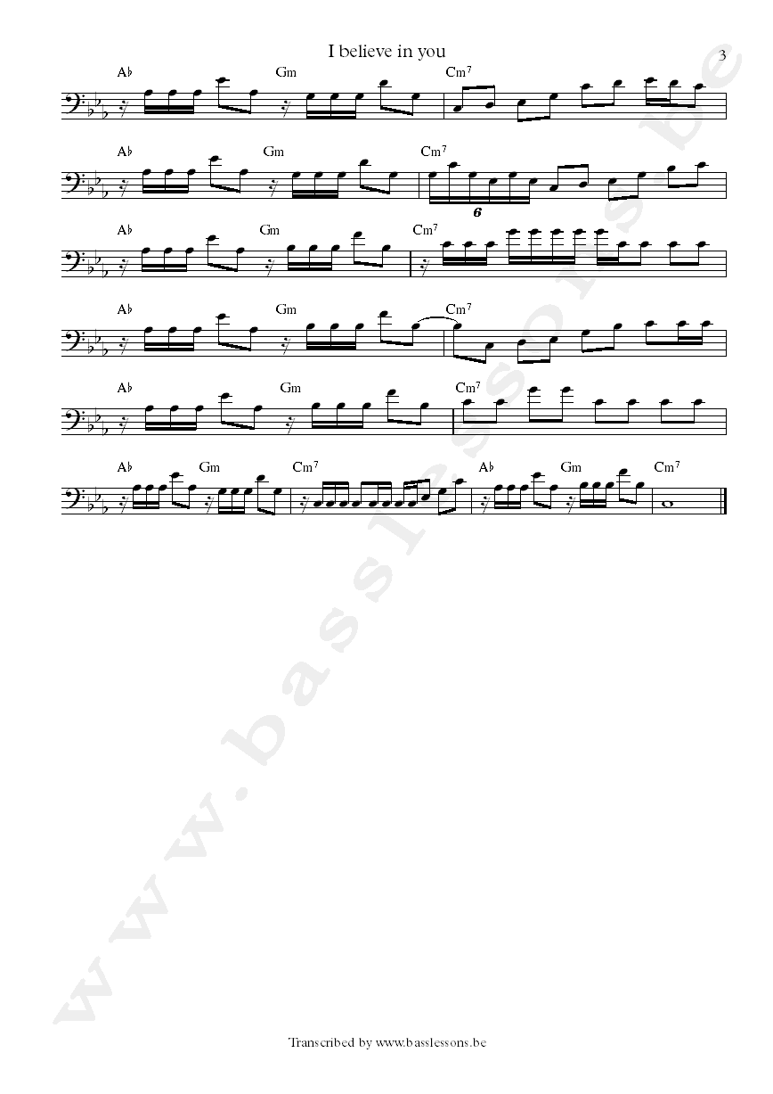 Black Dub I believe in you Daryl Johnson Bass transcription part 3