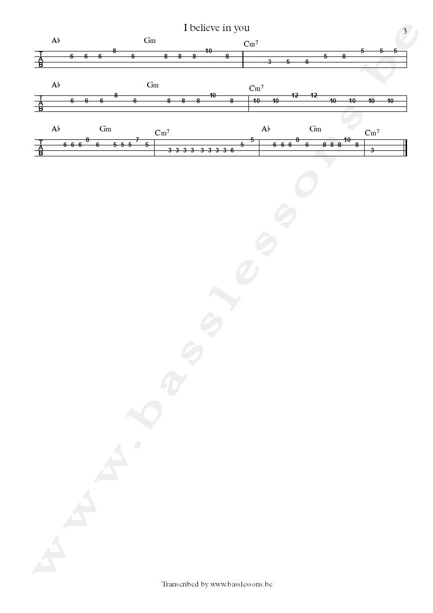 Black Dub I believe in you Daryl Johnson Bass tab part 3