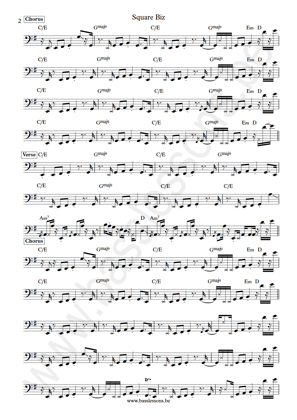 Teena Marie Square Biz Allen McGrier bass transcription part 2